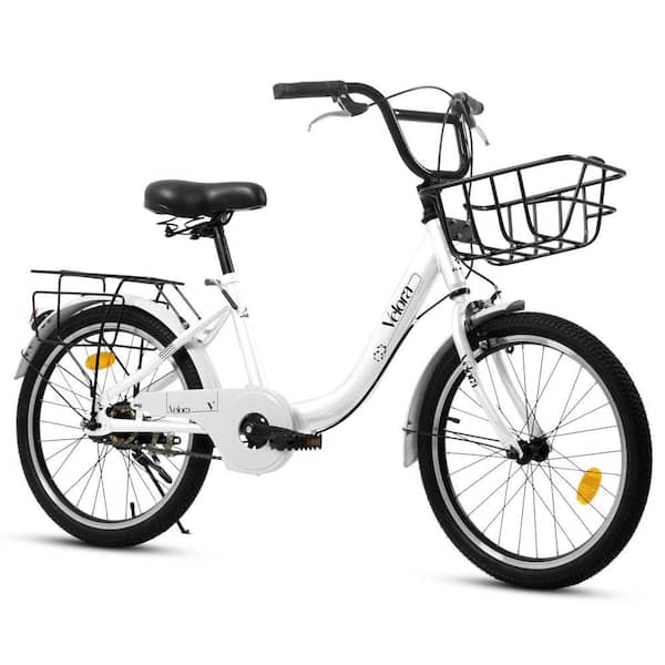 Cesicia 20 in. Silver Aluminum Folding City Bike with 8 Speed