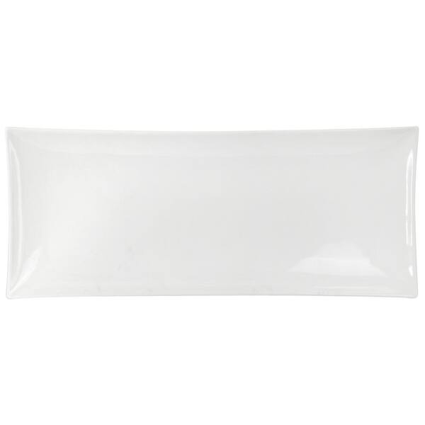 OUR TABLE Simply White 23 in. Rectangular Porcelain Platter in White ...