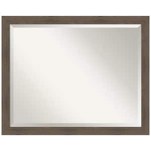 Hardwood Mocha Narrow 30.88 in. x 24.88 in. Rustic Rectangle Framed Bathroom Vanity Wall Mirror