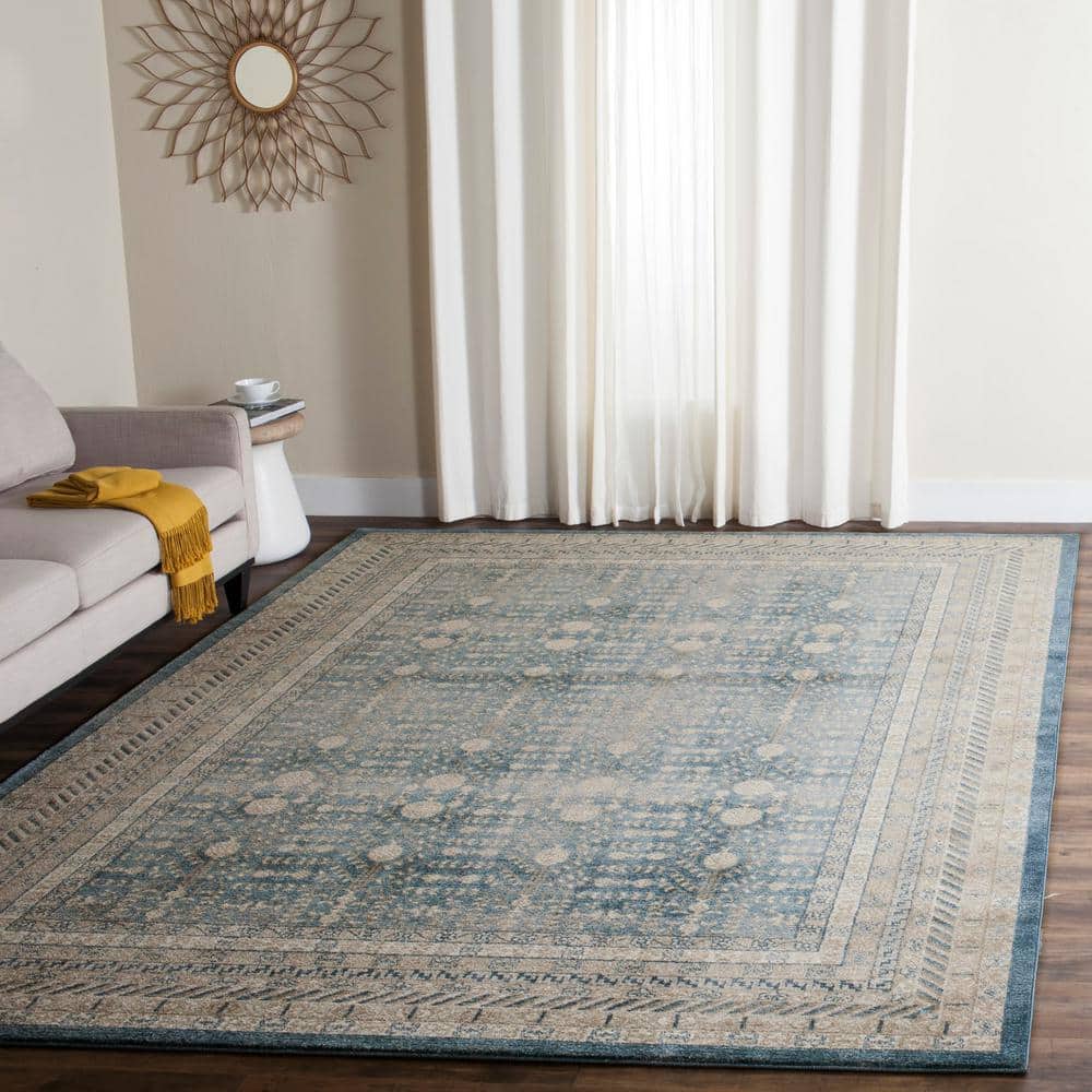 Sofia Blue Beige Synthetic Rectangular Area Rug
