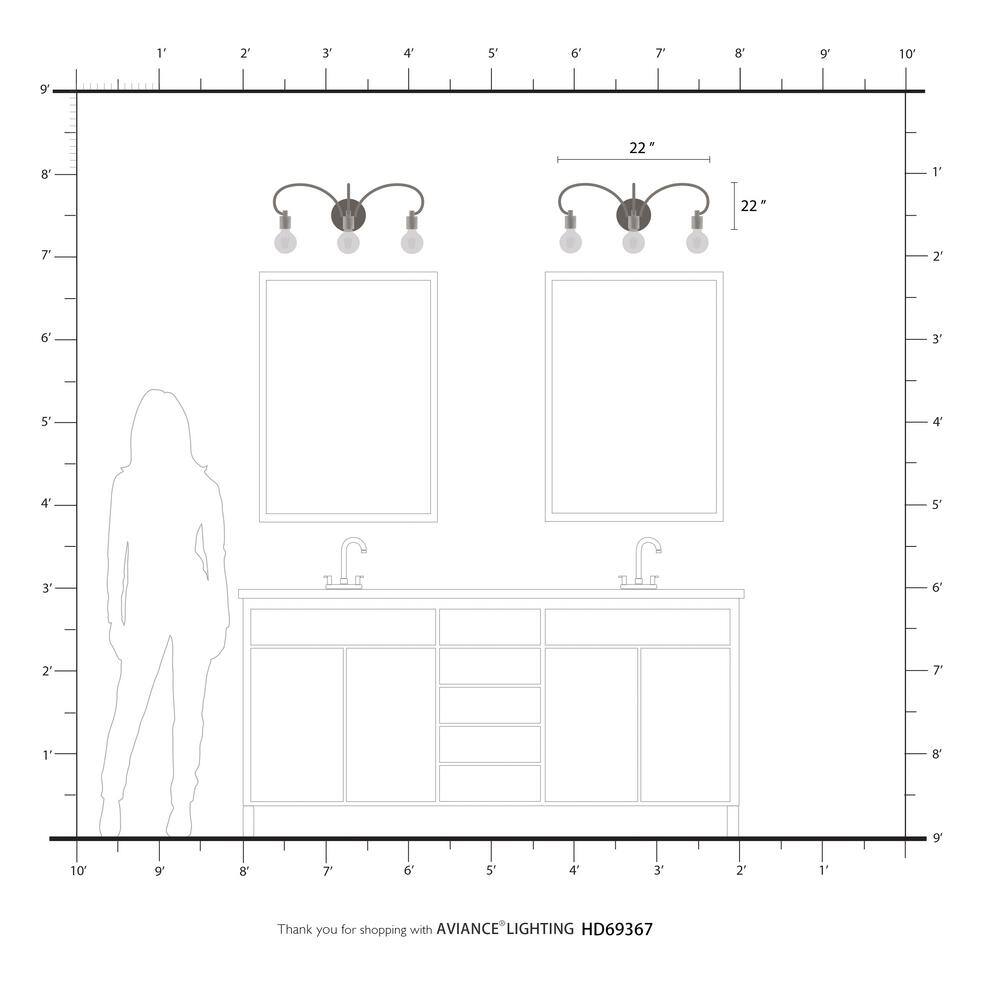 Bari Polished Chrome 3-Light Vanity Sconce with Dimmable Feature