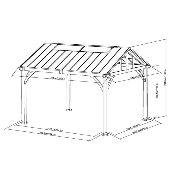 Hampton Bay Lindmoore 11 ft. x 13 ft. Taupe Pitched Roof Hard Top