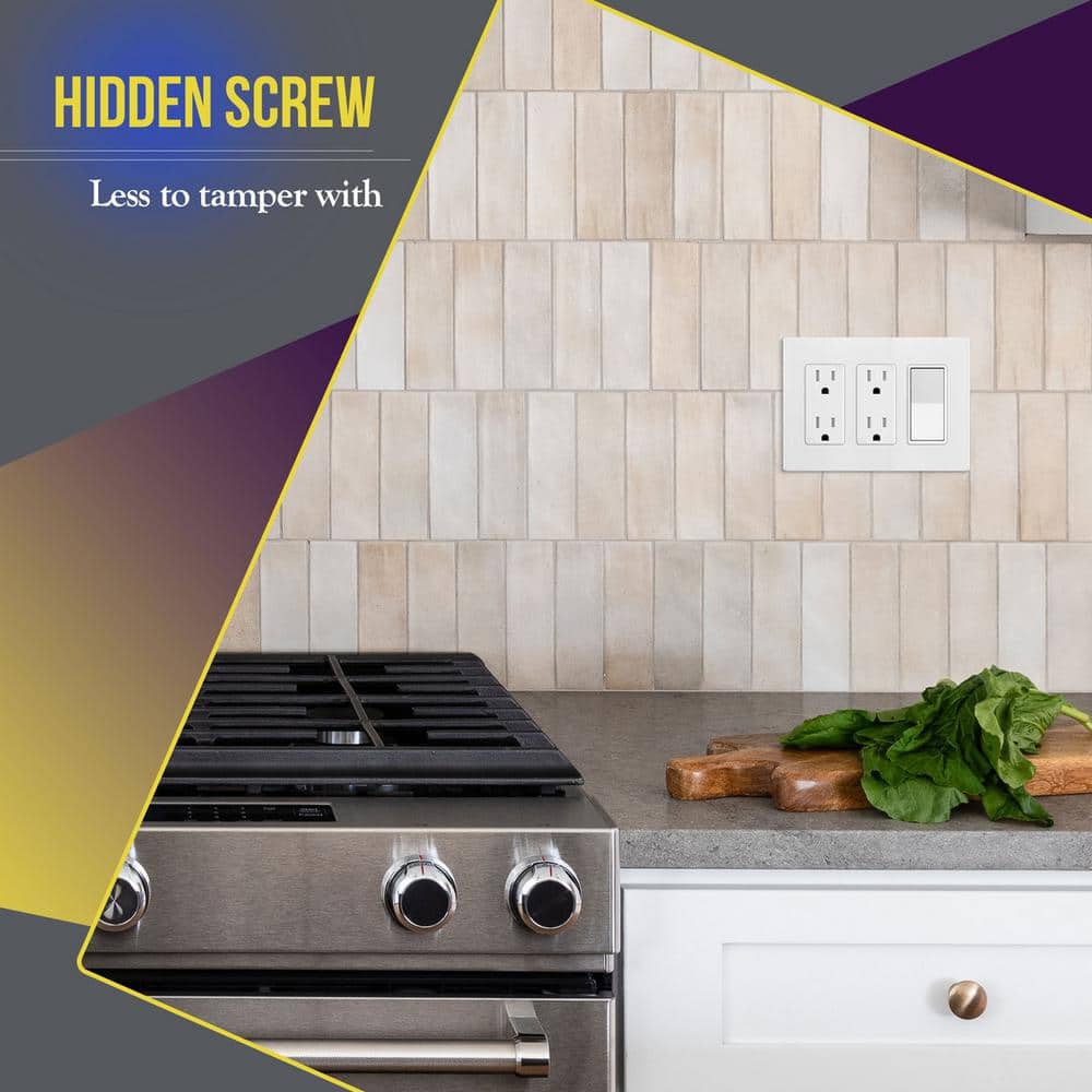 White 3-Gang Screwless Plastic Wall Plate Cover