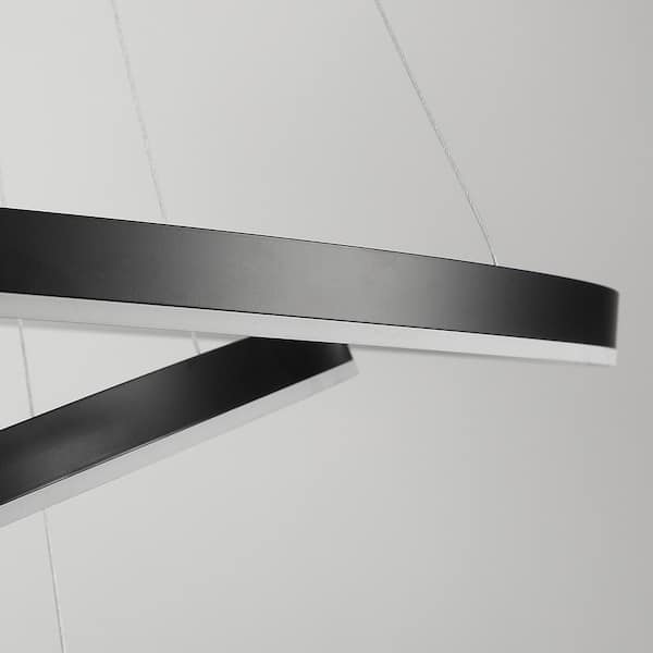 TOZING 31 in. 3-Light Modern Black Geometric Adjustable Styling