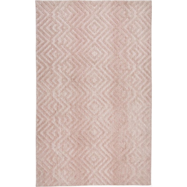 HomeRoots 5 x 8 Pink and Ivory Geometric Area Rug
