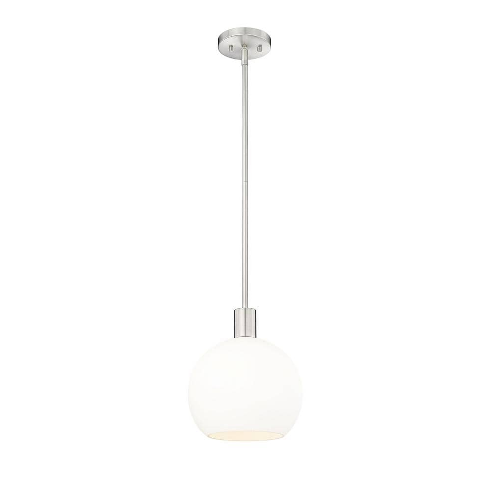 Brushed Nickel Globe Pendant with White Glass Shade