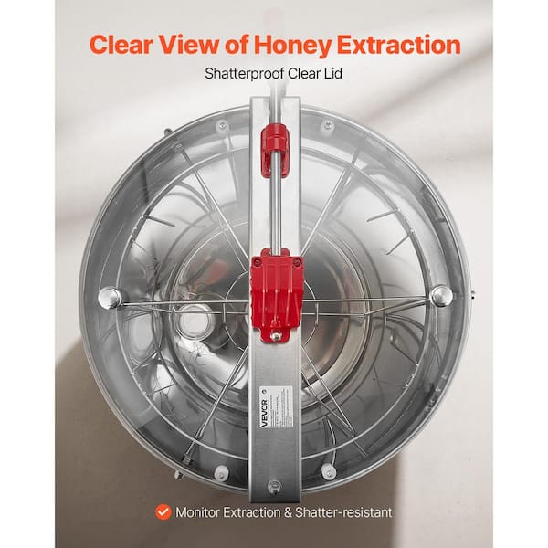 VEVOR 6-Frame Manual Honey Extractor with Transparent Lid
