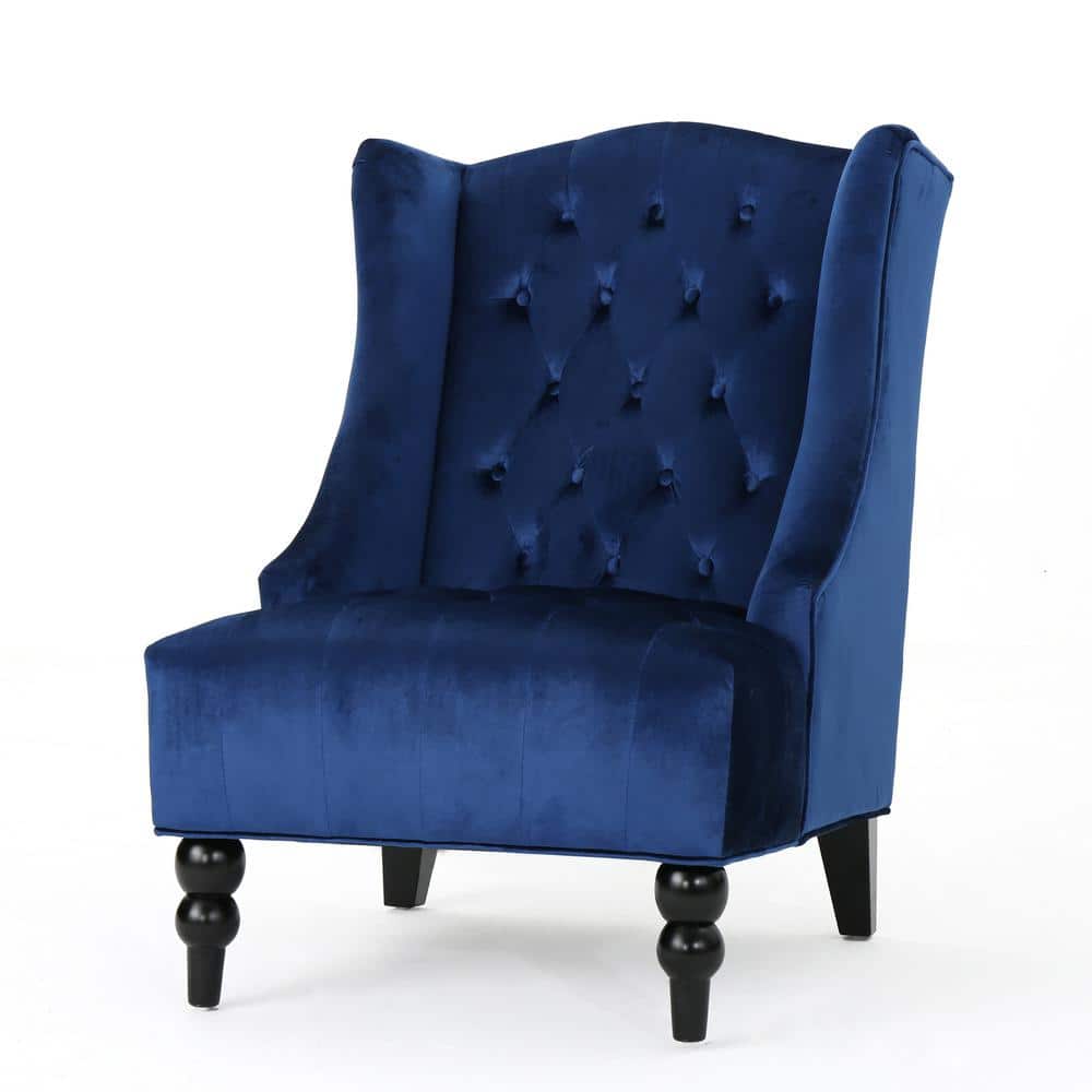 Noble House Toddman Navy Blue New Velvet High-Back Club Chair 12599 - The  Home Depot