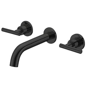 KENNEDY Two Handle Wall Mount Bathroom Faucet in Matte Black