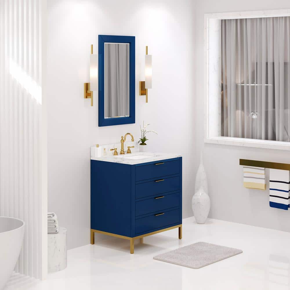 Bristol 30" Monarch Blue Single Sink Vanity with Carrara Marble Top