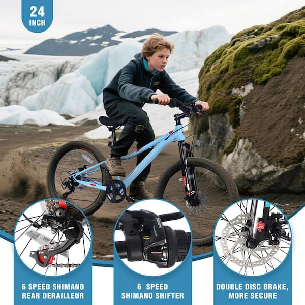 Sudzendf 24 in. Blue 6-Speed Mountain Bike High Carbon Steel Frame