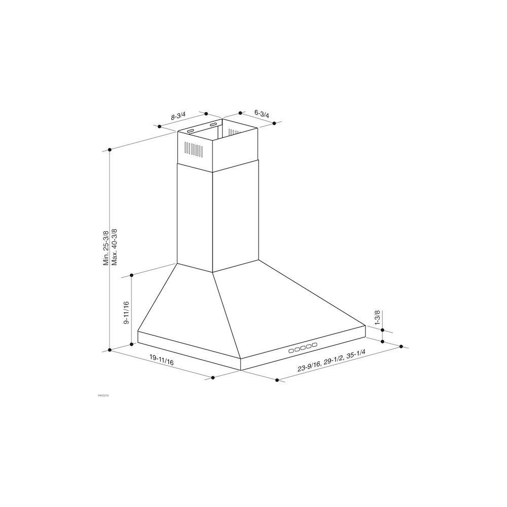 36-Inch Stainless Steel Convertible Wall-Mounted Range Hood