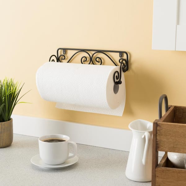 Wall-Mounted Paper Towel Holder Tissue Paper Roll Holder Towel Dispenser Black 