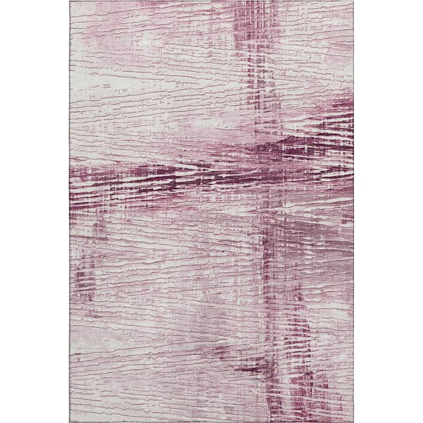 Mayfield Premium Machine Washable Abstract AMF1981 Blush 5 ft. x 7 ft. 6 in. Area Rug