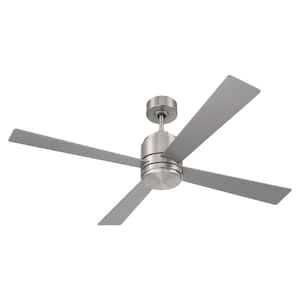 McCoy 52 in. Indoor Brushed Nickel Finish Ceiling Fan with Soft White Integrated LED Light and 4 Speed Control Included