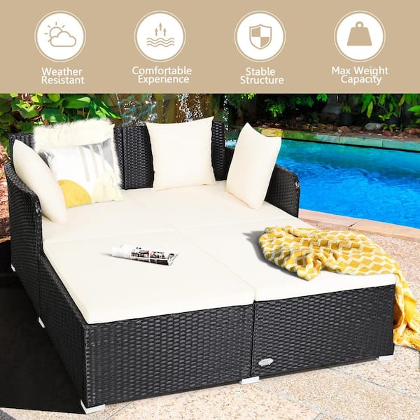 Wicker Patio Daybed Loveseat Sofa Yard, By The Yard Outdoor Furniture