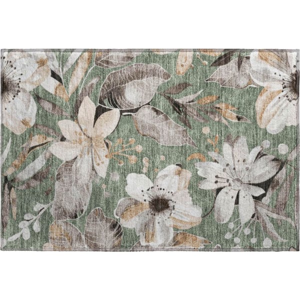 Mayfield Premium Machine Washable Abstract AMF2260 Sage 2 ft. x 3 ft. Accent Rug