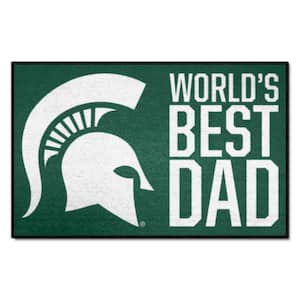 Michigan State World's Best Dad Green 1.5 ft. x 2.5 ft. Starter Area Rug
