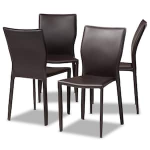 Heidi Dark Brown Faux Leather Dining Chair (Set of 4)