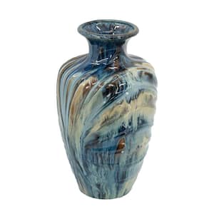 Reactive Glazed Table Vase 8.7 in. Blue