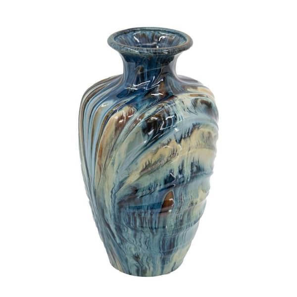 A & B Home Reactive Glazed Table Vase 8.7 in. Blue