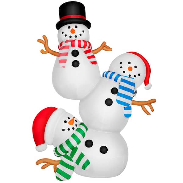8 ft. Height 3-Stacked Snowman Christmas Inflatable with Built-in LED Light