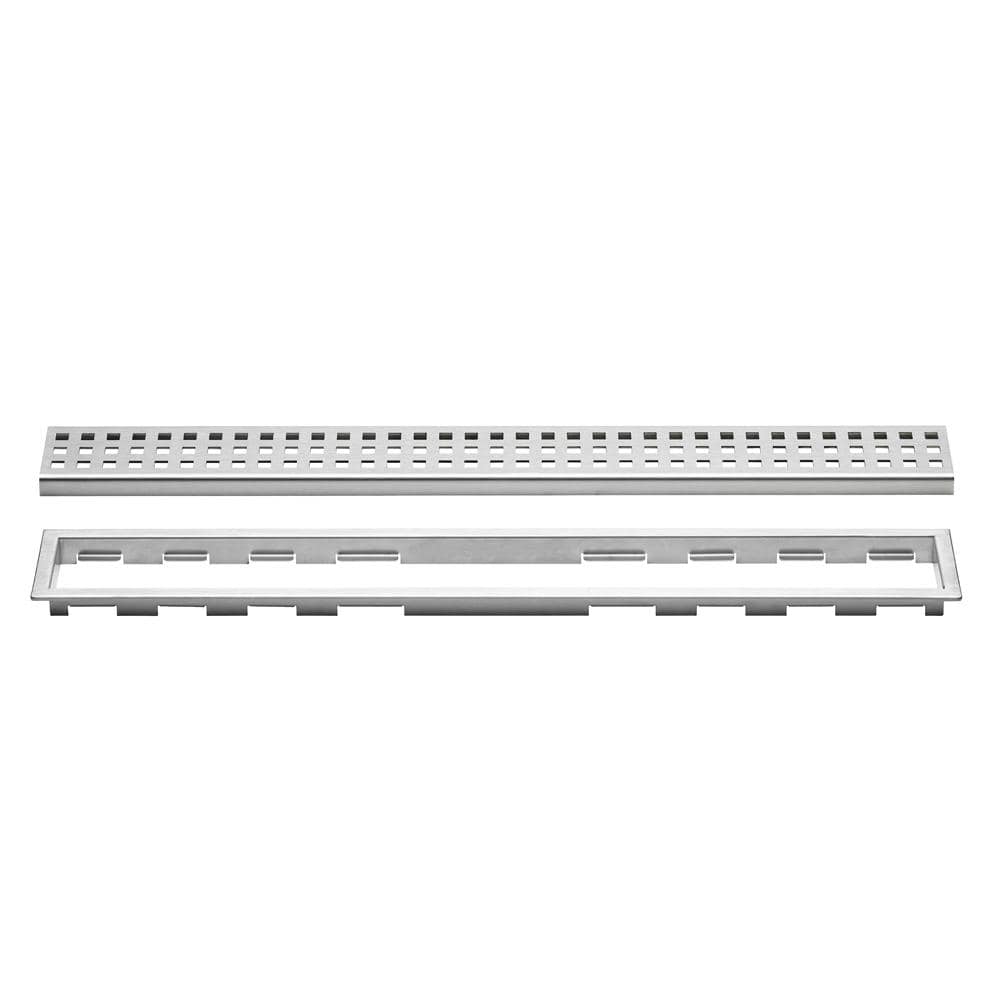 Schluter Kerdi-Line Brushed Stainless Steel 66-7/8 in. Perforated Grate Assembly with 3/4 in. Frame