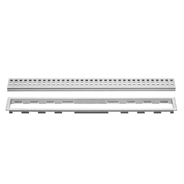 Schluter Kerdi-Line Brushed Stainless Steel 70-13/16 in. Perforated Grate Assembly with 3/4 in. Frame