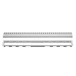 Kerdi-Line Chrome 47-1/4 in. Perforated Grate Assembly with 3/4 in. Frame