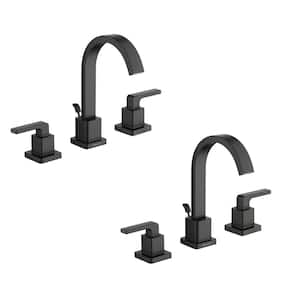 Farrington 8 in. Widespread Double Handle High-Arc Bathroom Faucet in Matte Black (2-Pack)