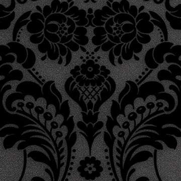 Gothic Damask Flock Noir Nonwoven Paper Paste the Wall Removable Wallpaper