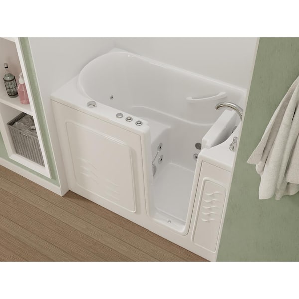 Universal Collection 30 in. L x 52 in. W Whirlpool Jetted Bathtub with Right Drain in White with Powered Fast Drain