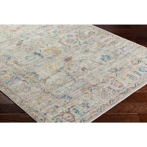 Calhoun Grey Medallion 8 ft. x 11 ft. Machine-Washable Indoor Area Rug