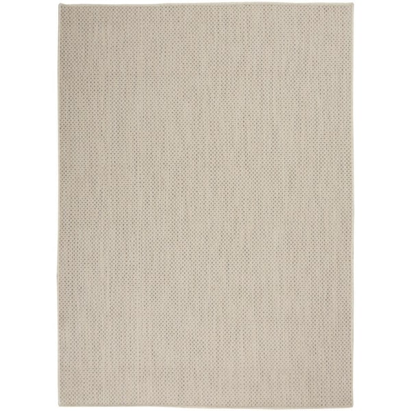 Nourison Courtyard Ivory Silver 4 ft. x 6 ft. Geometric Contemporary Indoor/Outdoor Patio Area Rug