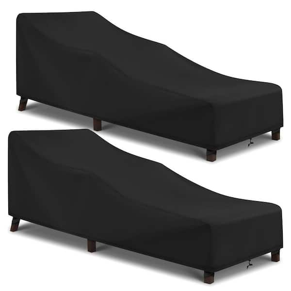 2 Piece 80 in. L x 30 in. W x 26 in. H Black Patio Chaise Lounge Cover, Lounge Chair Covers for Outdoor Patio Furniture