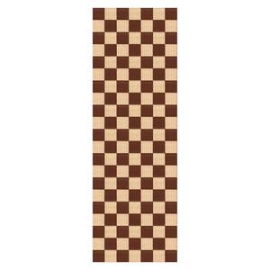 Heavy Duty Brown and Creme 36 in. W x 12 ft. Indoor/Outdoor Checkered Runner Rug