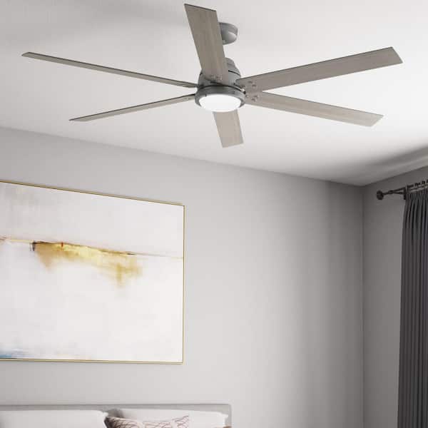 Hunter 72 in. Gravity Wi-Fi ENERGY STAR Matte Silver Smart Ceiling Fan with LED Light Kit and Handheld Remote