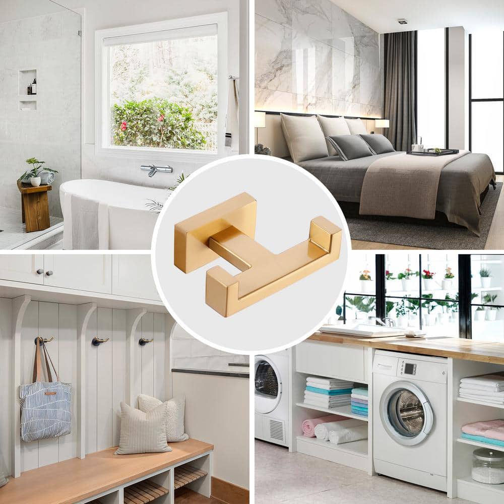 Brushed Gold Stainless Steel Wall Mounted J-Hook Towel Hook