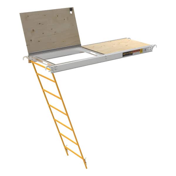7 ft. x 2.33 ft. Aluminum Scaffold Platform with Plywood Deck, Trapdoor and Ladder, 25 lbs. per Square Foot