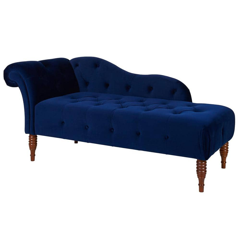 Jennifer Taylor Samuel Traditional Navy Blue Satin Velvet Right Arm ...