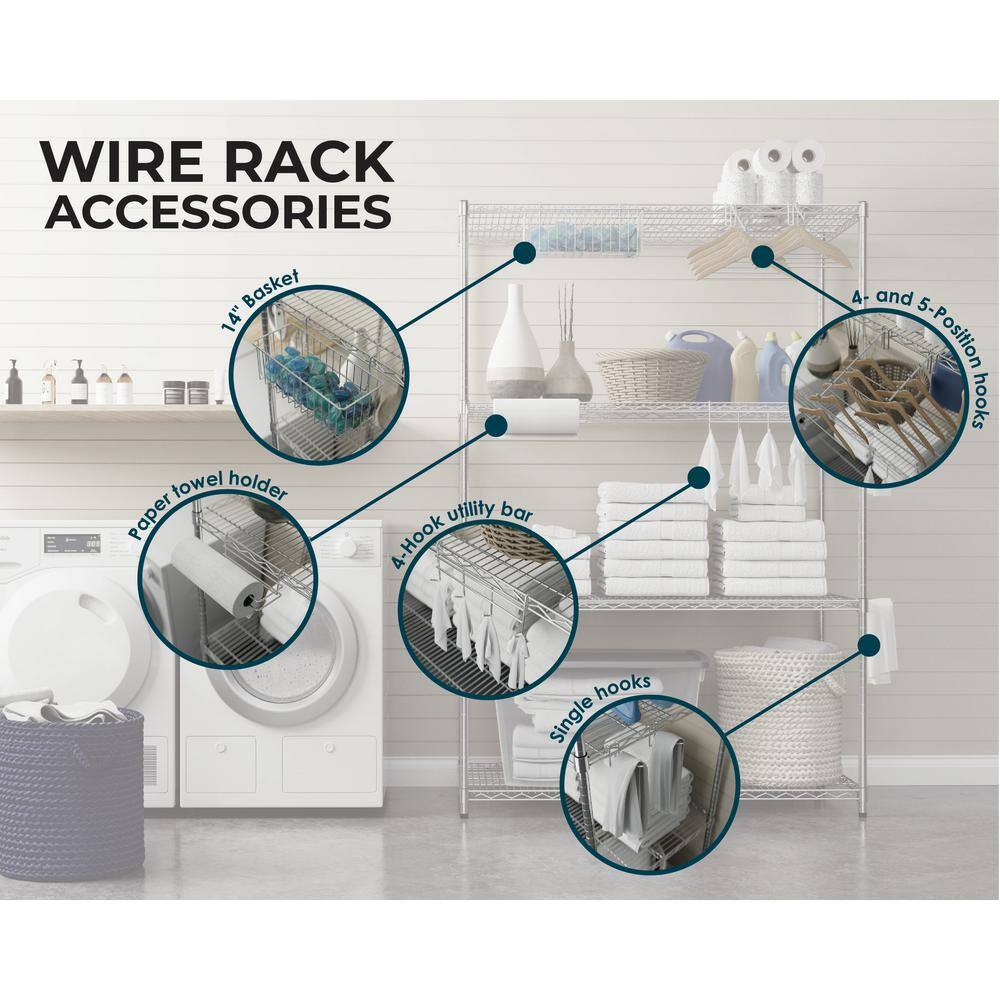 Silver Steel 7-Piece Wire Rack Accessories Kit