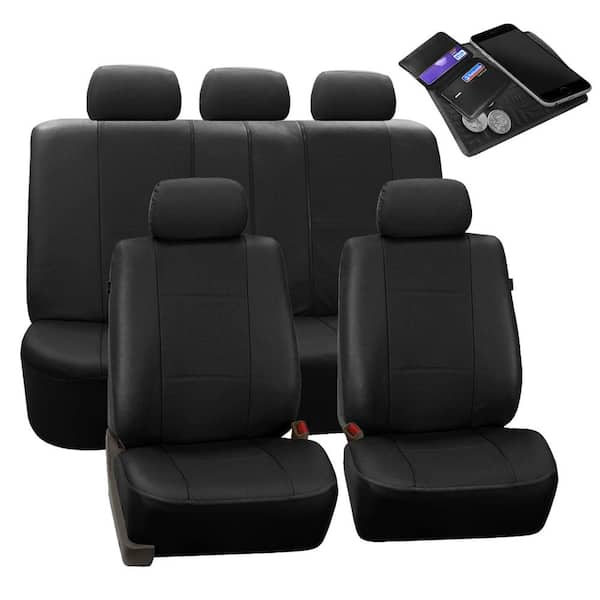 Leader Accessories RAM Vinyl Universal Fit Auto Leather Seat Cover for Car Front Seats with Airbag Black