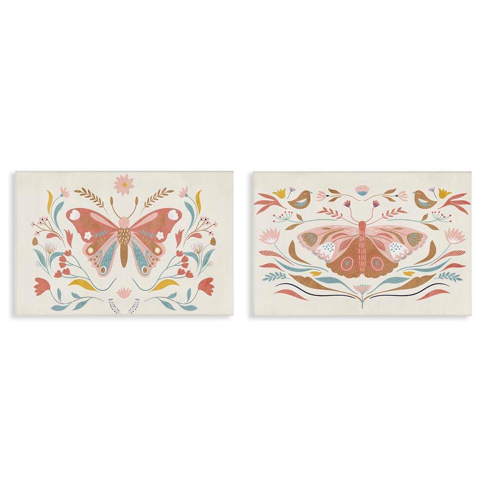 Folk Butterflies and Florals by Kim Allen 2-Pieces Unframed Animal Graphic Art Print 16 in. x 24 in. price history on PriceWatchPro