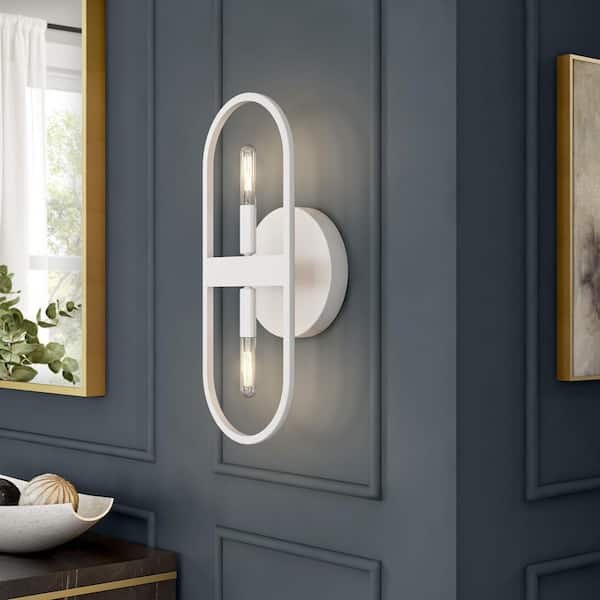 Designers Fountain Carousel 5.25 in. 2-Light Matte White Minimalist Wall Sconce