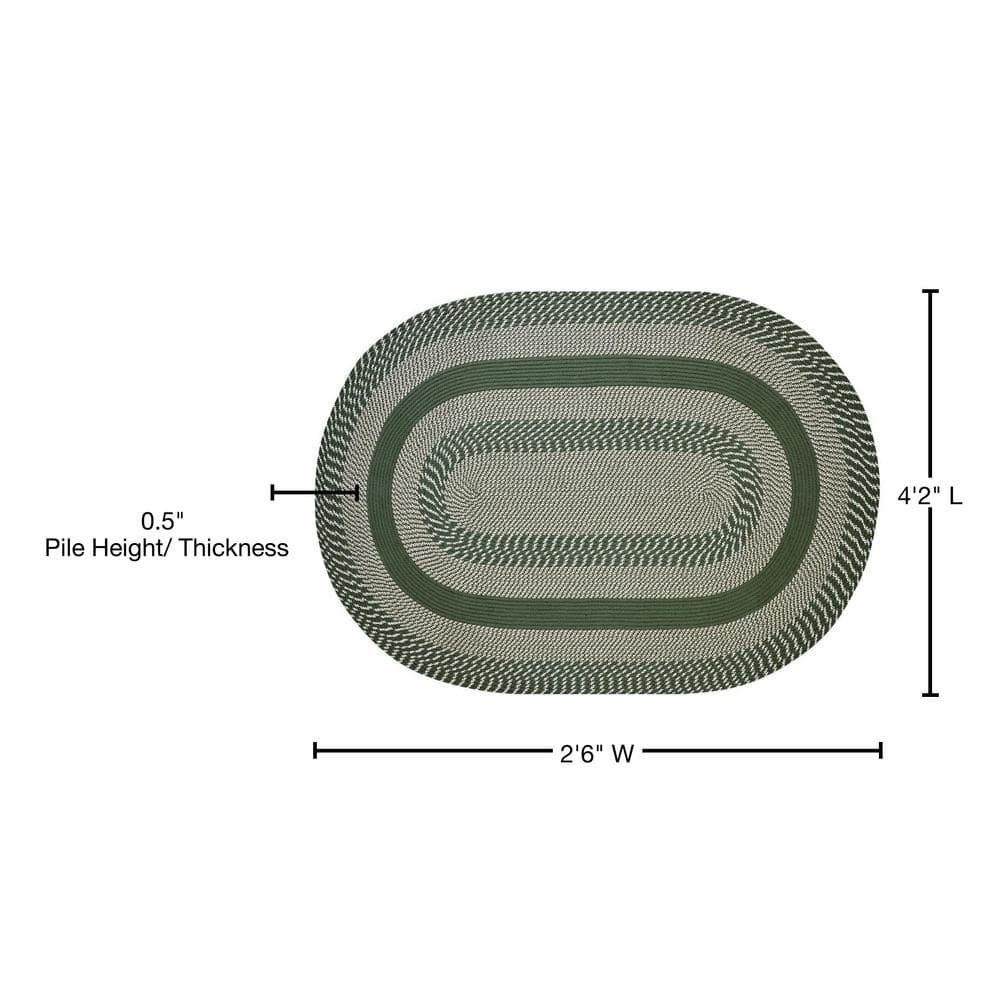 Sage Braided Oval Synthetic Reversible Rug