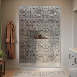 Setra 57-60 in. W x 71 in. W Frameless Sliding Shower Door in Polished Silverl with 1/4 in. Thick Crystal Clear Glass