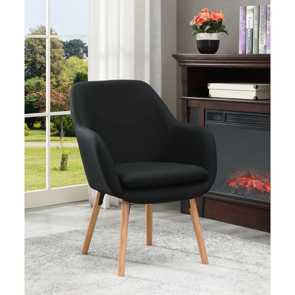 Charlotte Wingback Black Velvet Accent Chair with Sustainably Sourced Wood