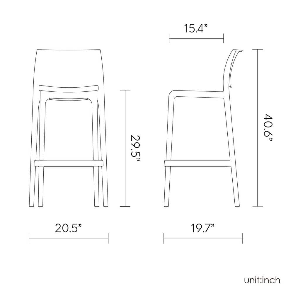 Sensilla Simple Orange Resin Stackable Bar Stool, Set of 2