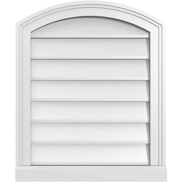 Ekena Millwork 20" x 24" Arch Top Surface Mount PVC Gable Vent: Functional with Brickmould Sill Frame