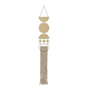 6 in. x  45 in. Metal Gold Macrame Wall Decor with Fringe Detailing